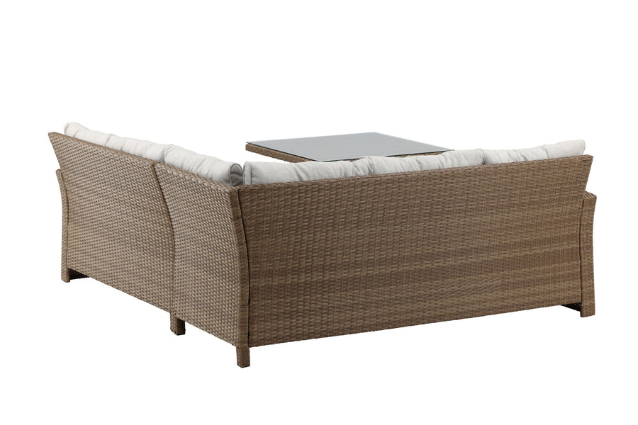 Watford hörnsoffa med soffbord - natur / beige