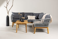 Chania hjørnesofa med sofabord - grå / akasie