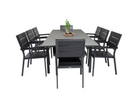 Levels spisebord - sort alu / grå aintwood - 160/240*90 + Levels spise stol