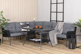 BERLIN Ensemble d'angle avec table basse noir/gris