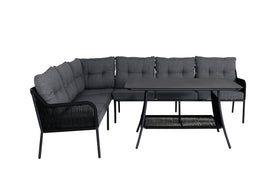 BERLIN Ensemble d'angle avec table basse noir/gris