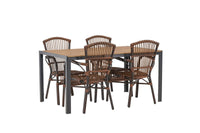 Break spisebord 95*150 - sort / alu + Galera spisebænk - brun / alu