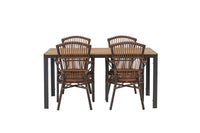 Break spisebord 95*150 - sort / alu + Galera spisebænk - brun / alu