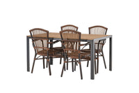 Break spisebord 95*150 - sort / alu + Galera spisebænk - brun / alu