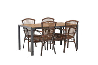 Break spisebord 95*150 - sort / alu + Galera spisebænk - brun / alu