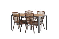 Break spisebord 95*150 - sort / alu + Galera spisebænk - brun / alu