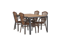 Break spisebord 95*150 - sort / alu + Galera spisebænk - brun / alu