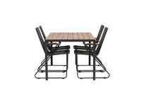 Break spisebord 95*150 - sort / alu + Bois spisebænk - sort / gråbrun