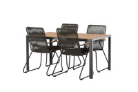 Break spisebord 95*150 - sort / alu + Bois spisebænk - sort / gråbrun