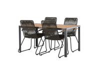 Break spisebord 95*150 - sort / alu + Bois spisebænk - sort / gråbrun