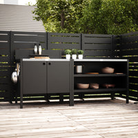 Specialpris UMAMI udendørs køkken modul 1 + 2 inkl. overtræk, sort/rustfrit