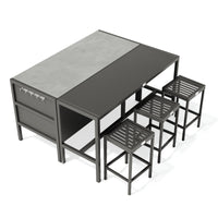 Umami modul 3 med barbord og 3 barstole, sort/rustfrit