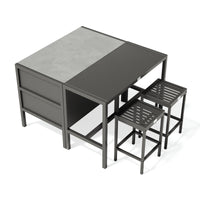 Umami modul 2 med barbord og 2 barstole, sort/rustfrit