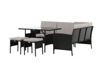 KNOCK Hjørnegruppe med sofabord svart/grå