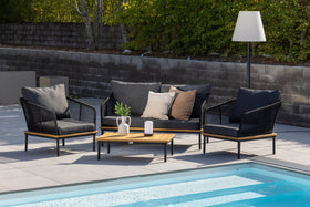 Ensemble canapé Andorra avec table basse - noir / gris