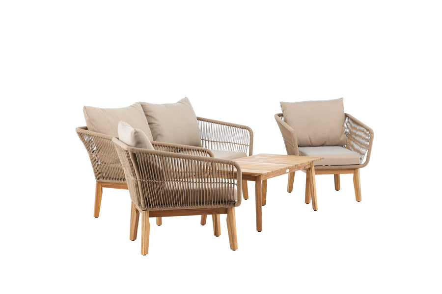 Chania sofa gruppe med sofabord - latte / akacie