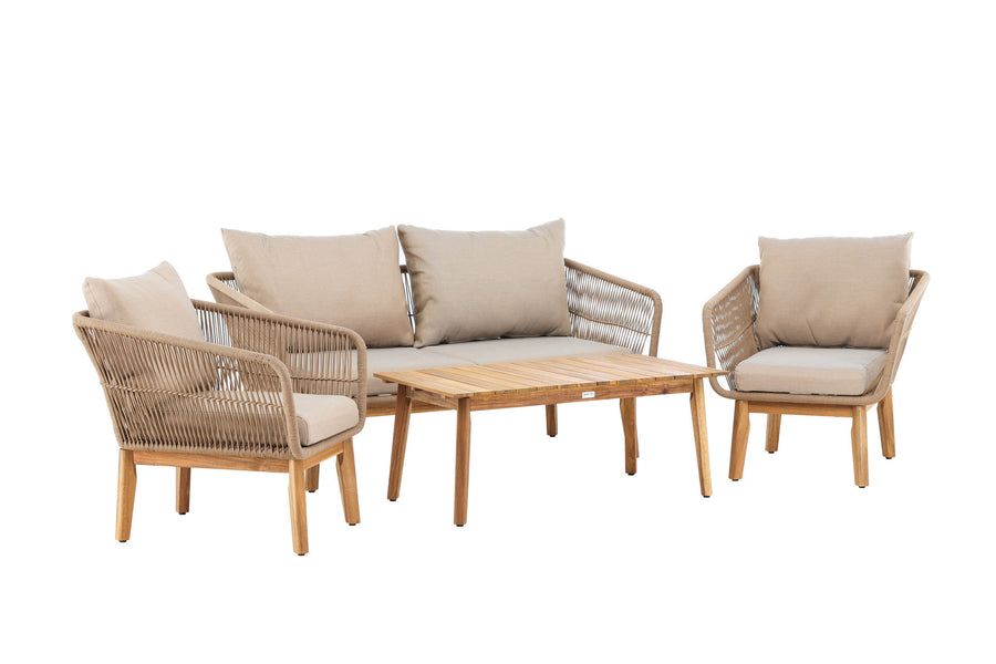 Chania sofa gruppe med sofabord - latte / akacie