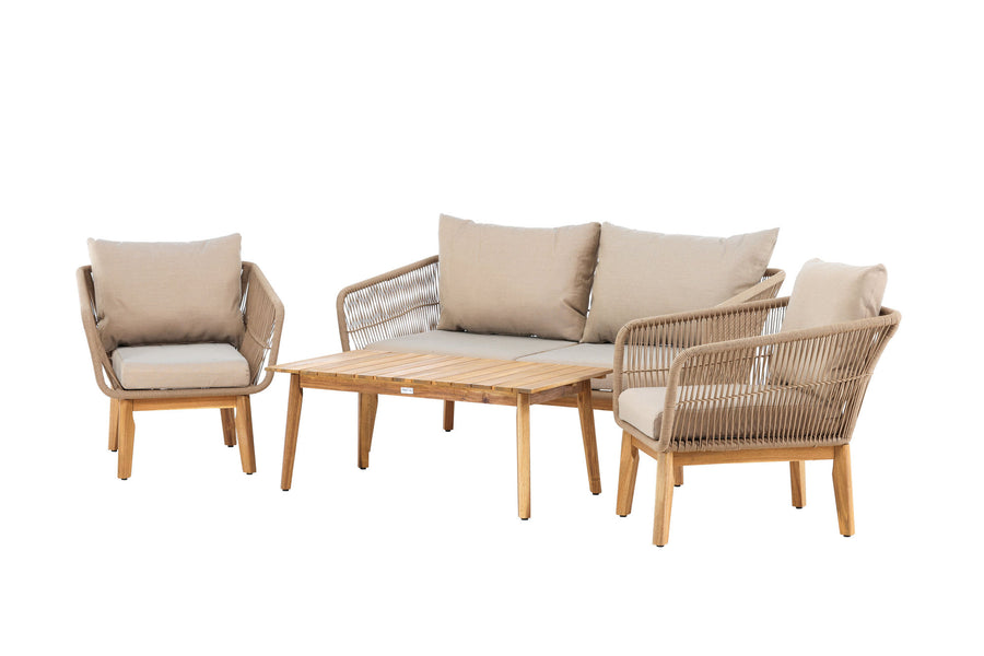 Chania sofa gruppe med sofabord - latte / akacie