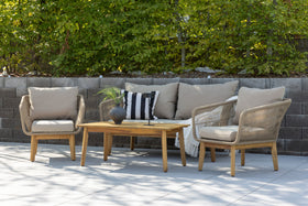 Chania sofa gruppe med sofabord - latte / akacie