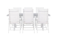 Garcia spisebord 200*100 - hvid / alu / grå aintwood + Break spise stol - hvid / alu / textilene