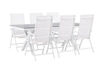 Garcia spisebord 200*100 - hvid / alu / grå aintwood + Break spise stol - hvid / alu / textilene