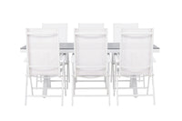 Garcia spisebord 200*100 - hvid / alu / grå aintwood + Break spise stol - hvid / alu / textilene