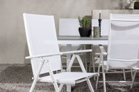 Garcia spisebord 200*100 - hvid / alu / grå aintwood + Break spise stol - hvid / alu / textilene