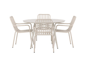 Lina spisebord 120ø - Beige + Peking spisestol - beige / alu