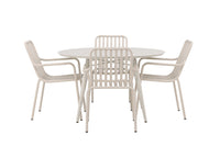 Lina spisebord 120ø - Beige + Peking spisebænk - beige / alu