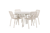 Lina spisebord 120ø - Beige + Peking spisebænk - beige / alu