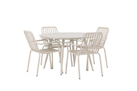 Lina spisebord 120ø - Beige + Peking spisebænk - beige / alu