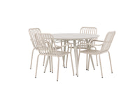 Lina spisebord 120ø - Beige + Peking spisebænk - beige / alu