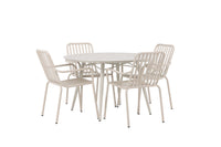 Lina spisebord 120ø - Beige + Peking spisebænk - beige / alu