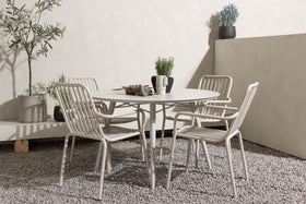 Lina spisebord 120ø - Beige + Peking spisestol - beige / alu