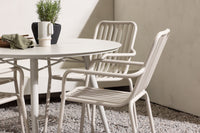 Lina spisebord 120ø - Beige + Peking spisebænk - beige / alu