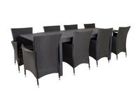 Marbella spisebord 160/240*100 - sort + Knick armstol - sort