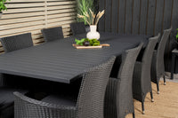 Marbella spisebord 160/240*100 - sort + Knick armstol - sort