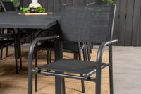 Marbella spisebord 160/240 - sort + Santorini armlænestol - sort alu / sort textilene 8