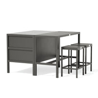 Umami modul 2 med barbord og 2 barstole, sort/rustfrit