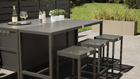 Umami modul 3 med barbord og 3 barstole, sort/rustfrit
