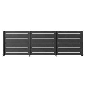 RAMA brise-vue 3 sections bas, noir, L240 x P30 x H80 cm