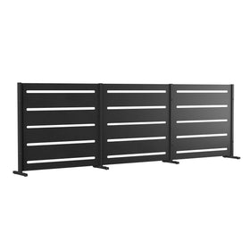 RAMA brise-vue 3 sections bas, noir, L240 x P30 x H80 cm