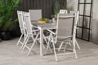 Levels spisebord 160/240 - hvid / grå - Break 5:pos spise stol - hvid / grå 6