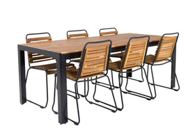 Bois spisebord 200*100 - svart / akasie + Bois spisestol - svart alu