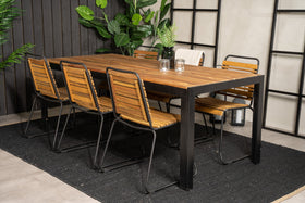 Bois spisebord 200*100 - svart / akasie + Bois spisestol - svart alu