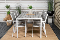 Break spisebord 205*90 - hvid alu / grå aintwood + Levels mastestol - hvid / grå