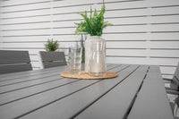 Break spisebord 205*90 - hvid alu / grå aintwood + Levels mastestol - hvid / grå