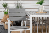 Break spisebord 205*90 - hvid alu / grå aintwood + Levels mastestol - hvid / grå