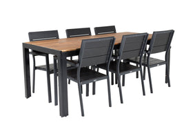 Bois spisebord 200*100 - svart / akasie + Levels spisestol - svart