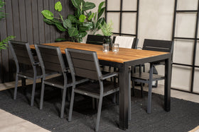 Bois spisebord 200*100 - svart / akasie + Levels spisestol - svart